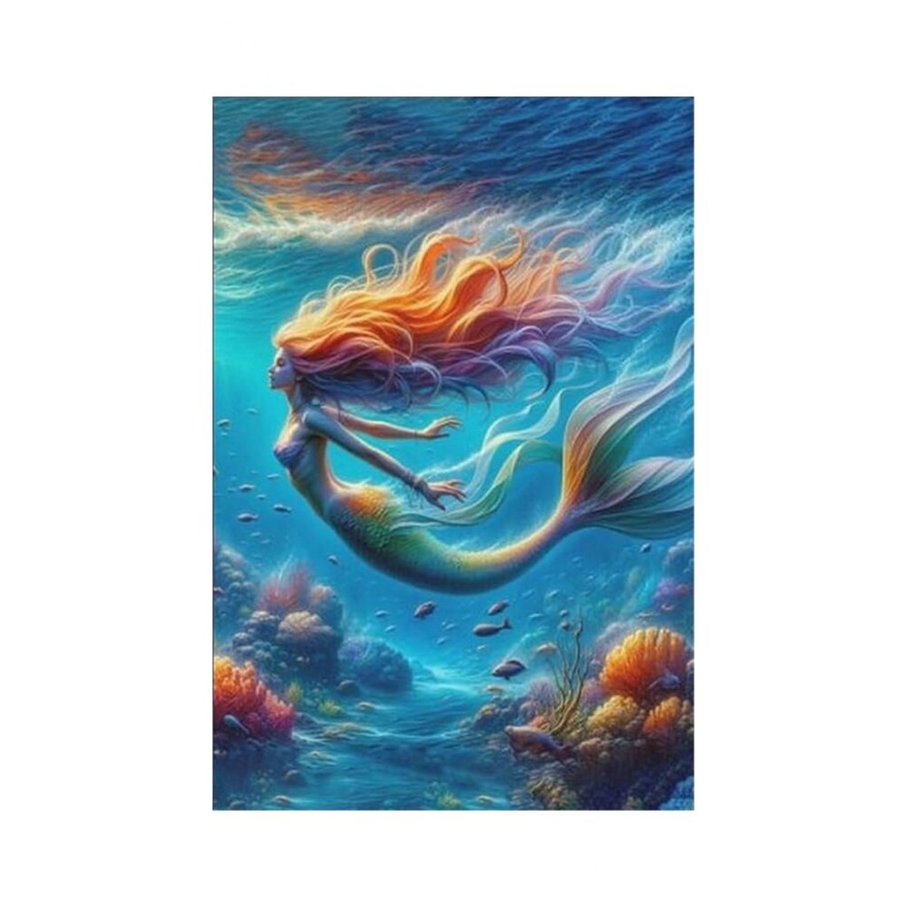 Mermaid Ocean Coastal Unframed Canvas Wall Art  16" X 20"